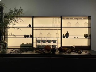 铝合金置物架发光背板收纳架展示柜调味架极简落地台面餐边柜悬挂