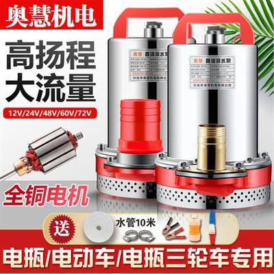 直流潜水泵48v60v72V电动车专用抽水泵农用灌溉小型12v24v抽水机