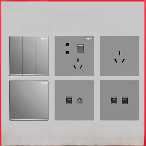 Tcl Rogge Lavida View银色家用灰色开关插座面板一个开五孔带USB