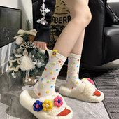 马戏团风格 潮袜子女秋冬中筒棉韩国新款 多巴胺波点搞怪反穿堆堆袜