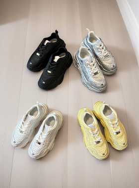 2025B.v新款男女鞋老爹鞋做旧小白鞋女士休闲低帮增高运动跑鞋