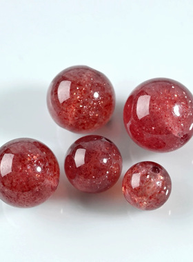 天然星光草莓晶散珠鸽血红水晶手