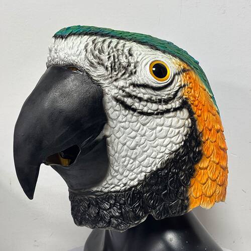 新款彩色鹦鹉面具 乳胶动物头套 化妆舞会派对装扮演出 搞笑道具