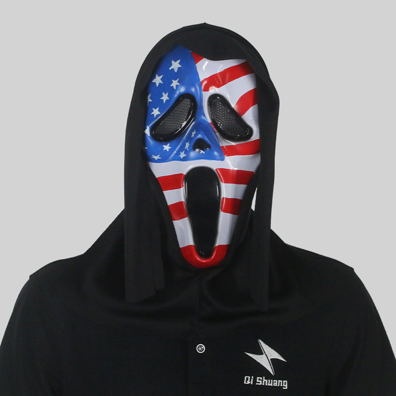 惊声尖叫美国星条旗面具化妆舞会恐怖骷髅头套万圣节派对恶搞道具