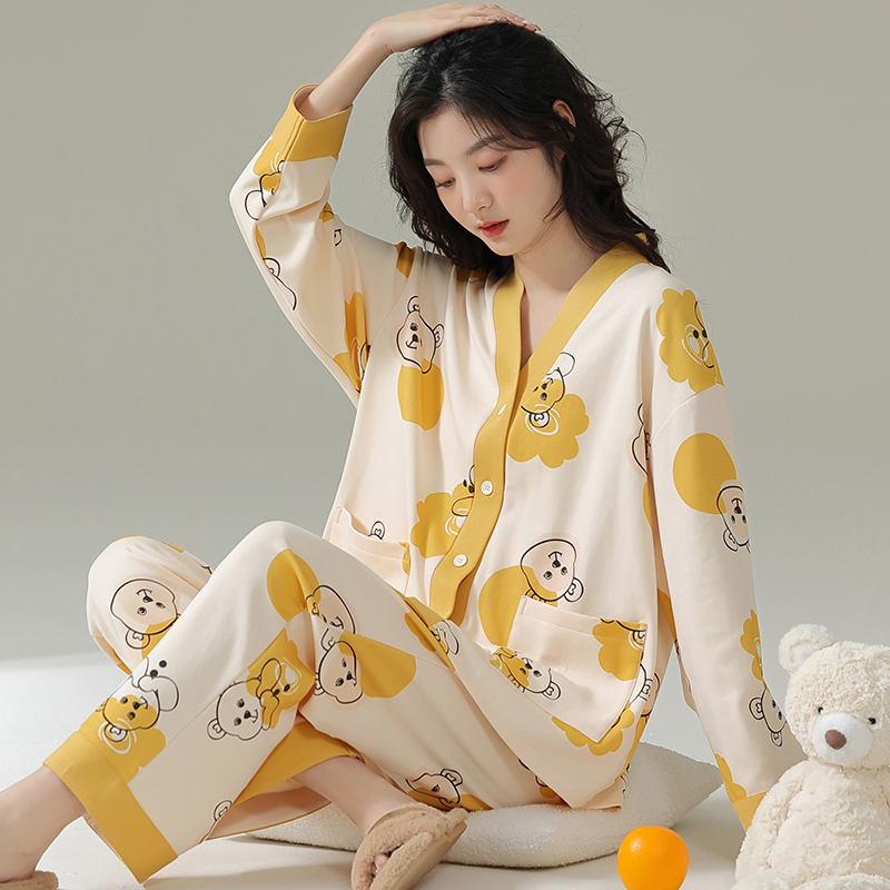 H2023年新款爆款睡衣女款春秋季开衫长袖家居服卡通可外穿套装_MlNl 元素_女士内衣/男士内衣/家居服-第4张图片-提都小院