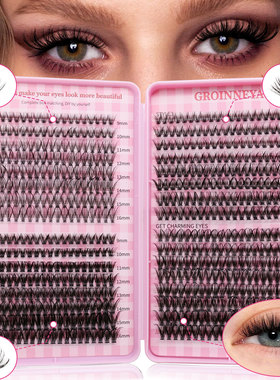GROINNEYA混血亚裔款自嫁接大容量睫毛书浓密卷翘4种不同风格