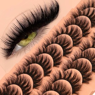 GROINNEYA 10对装亚裔风辣妹整条一片式浓密睫毛混血亚裔上镜拍照