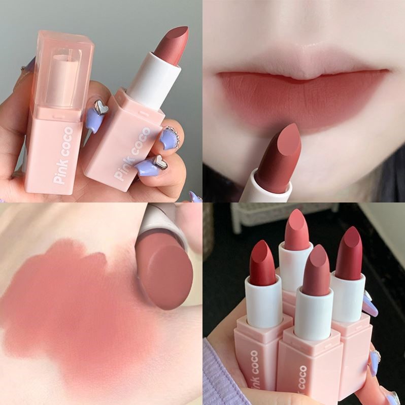 Pinkcoco奶霜绒雾口红可爱少女心雾面哑光唇膏不掉色学生平价彩妆
