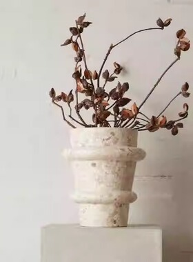 日式摆件入口花瓶天然洞石寂风
