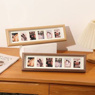 情侣全家福拍立得3寸相框摆台多宫格细长条儿童成长组合长款画框