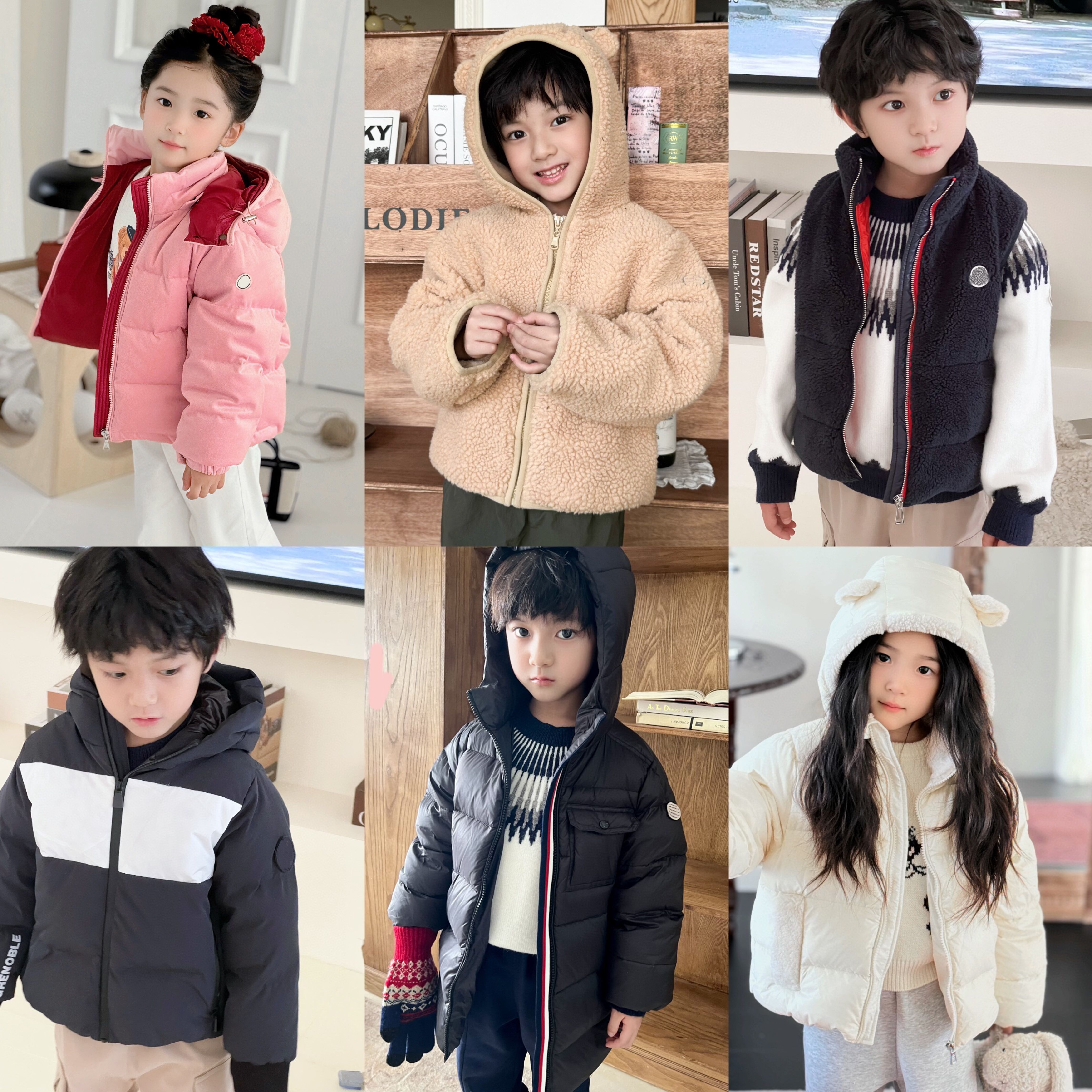 冬季新款童装男女童徽章连帽羽绒服外套中长款加厚保暖面包服外套