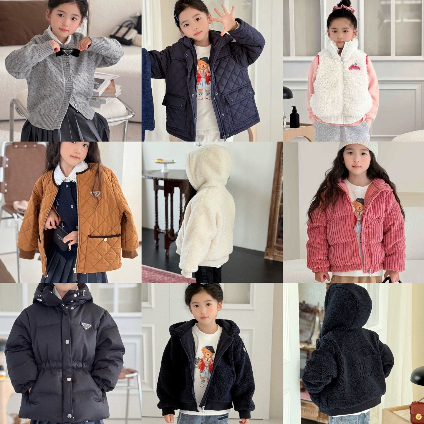 25冬季新款童装三角logo收腰羽绒服毛衣毛绒外套灯芯绒羽绒