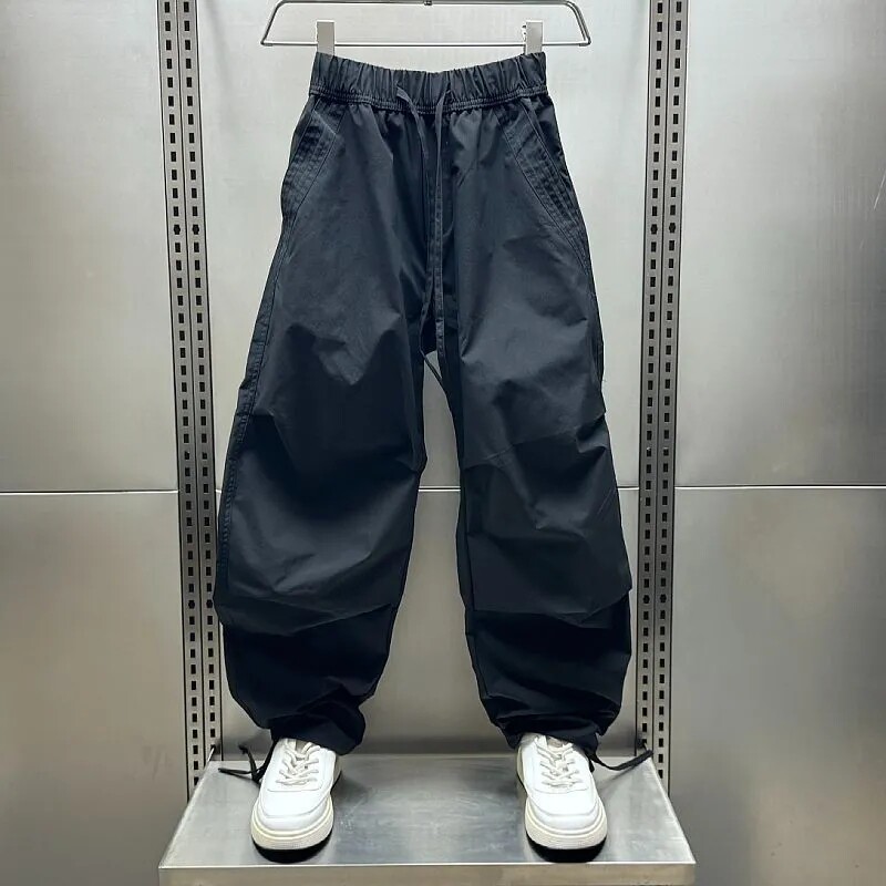潮牌阔腿哈伦休闲裤子男秋季新款百搭运动长裤2026痞帅系绳工装裤