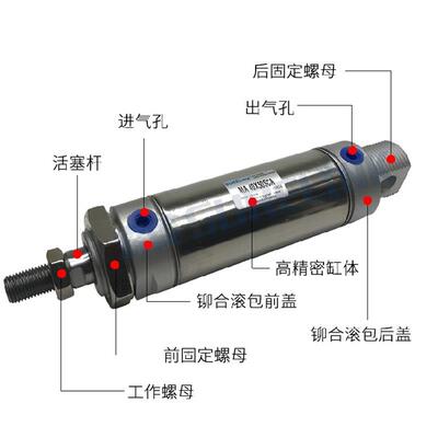 不锈钢迷你气缸MA40*25/50/75/100/125/150/200/250/300/400-S-CA