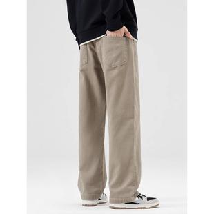 潮流纯棉长裤 男直筒阔腿宽松春季 BIAS潮牌卡其色休闲裤 neith