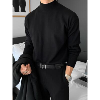 Home Daily~半高领毛衣男慵懒风中领打底加厚加绒内搭高领针织衫