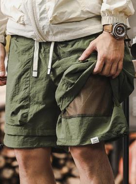 【美式潮流】among Theory假两件机能工装短裤男士冰丝速干五分裤