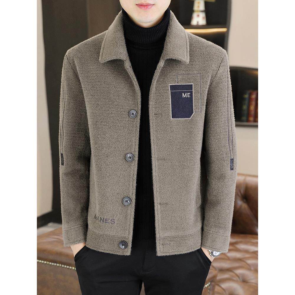 金貂绒外套男士秋季新款加厚毛呢大衣男商务休闲冬装高端男士夹克