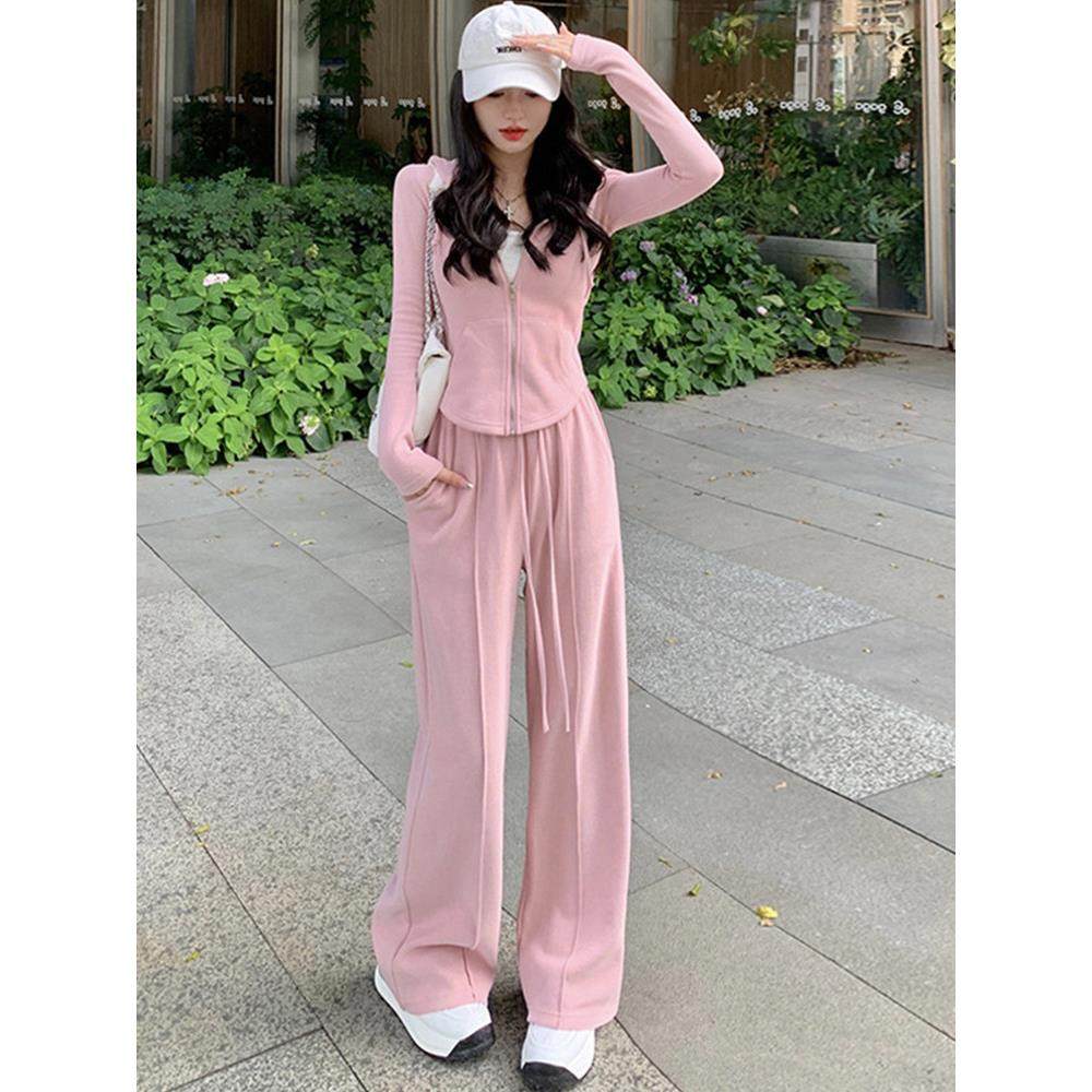 欧洲站休闲运动套装女春秋冬2025年新款时尚洋气长袖阔腿裤两件套