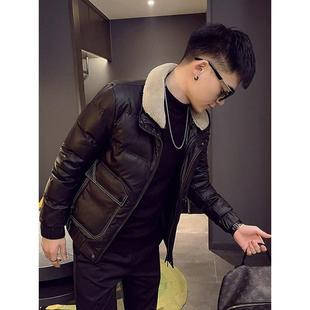 帅气休闲保暖外套 时尚 毛领皮羽绒棉服男冬季 高端潮牌潮流痞帅短款