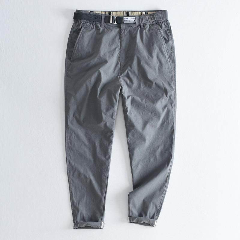 Home Daily~穿过念念不忘~松紧腰扣带薄款休闲裤男士时尚潮流