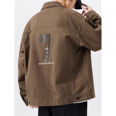 香港高端重磅牛仔外套男士2024秋冬款宽松休闲工装纯棉夹克上衣男