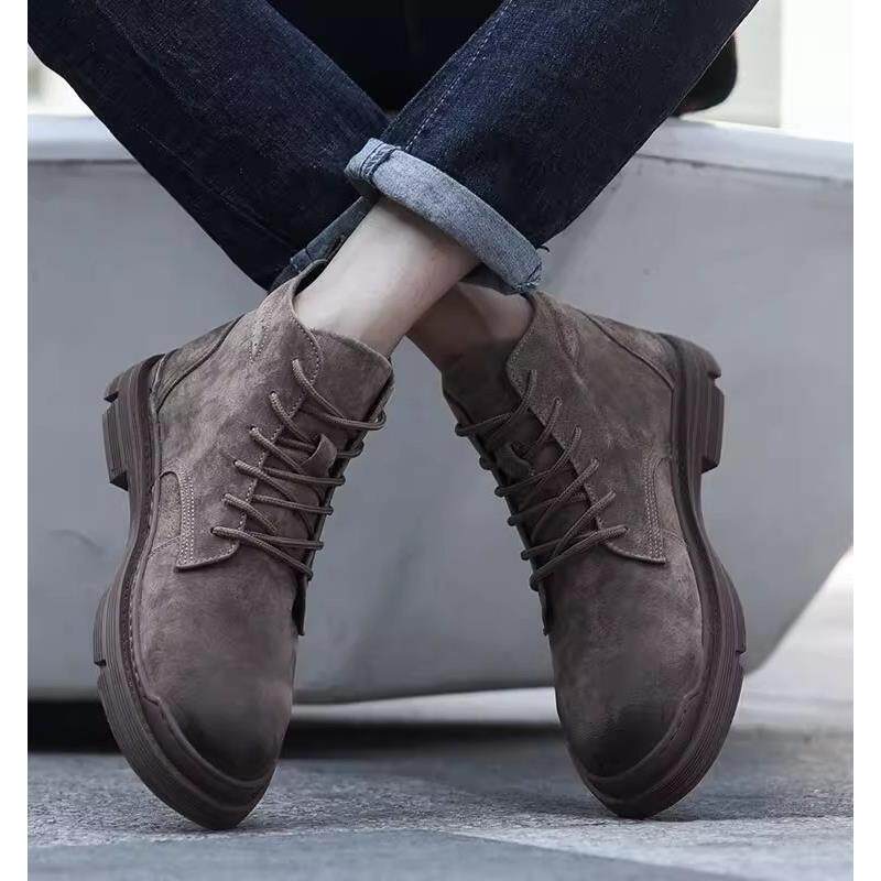 韩国马丁靴男高帮潮流百搭覆古中帮靴子秋季超火时尚真皮工装男鞋