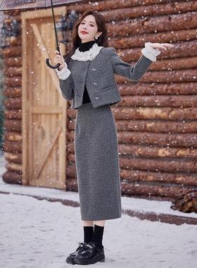 LILY MOST小香风时尚套装裙女2024秋冬名媛气质毛呢半身裙两件套