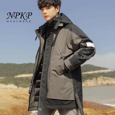 中长款羽绒服男款冬季2025新款加厚保暖休闲连帽派克服工装外套男