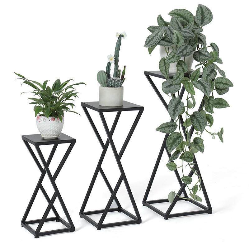 北欧创意几何铁艺花架客厅多肉绿萝盆栽置物架大厅装饰花架