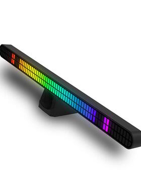 新款64位双排拾音灯音乐节奏灯车载氛围灯桌面音乐灯露营氛围灯