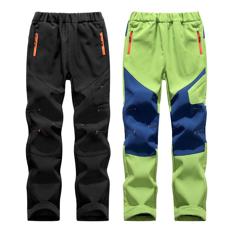 户外儿童软壳裤加绒加厚防风防水保暖秋冬季登山裤男女大童冲锋裤