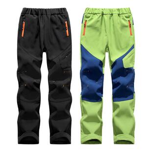 户外儿童软壳裤加绒加厚防风防水保暖秋冬季登山裤男女大童冲锋裤