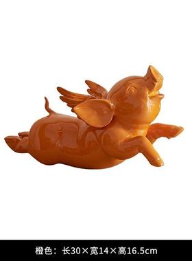 现代简约树脂小飞猪雕塑摆件家居软装饰品酒店样板间客厅桌面摆设