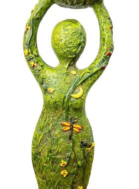 新品大自然大地祭坛女神图腾茶灯蜡台树脂工艺品庭院装饰摆件