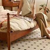 中古风公主床法式 复古双人床1.8米黄杨木北欧卧室原木软包实木床