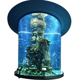 大型亚克力圆柱形鱼缸酒店高透明亚克力观赏缸商场生态淡海水族箱