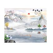 800 背景墙平面套餐 2600岩板山水电视背景墙客厅大气轻奢风新中式