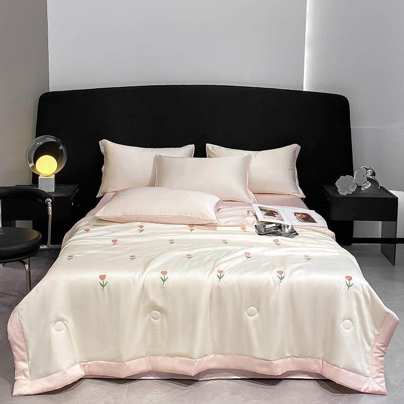 水洗天丝夏被夏凉被刺绣空调被四件套可机洗冰丝薄款宽边被子,床上用品,化纤被,淘宝优惠券,粉丝福利购,淘宝优惠卷