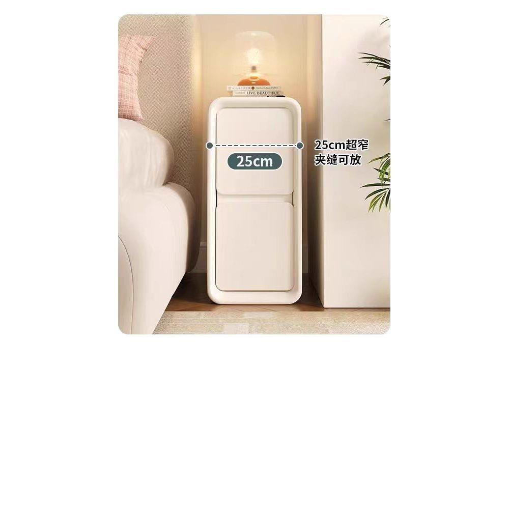 小型奶油安装床头柜家用卧室床边柜实木简约现代迷你收纳柜子