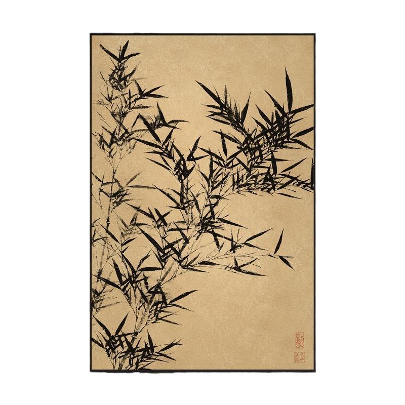 新中式玄关茶室竹报平安装饰画禅意样板房楼梯挂画酒店书房壁画