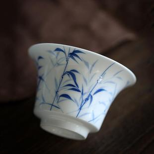 景德镇手工纯手绘青花文竹盖碗功夫茶具竹子泡茶碗不烫手logo