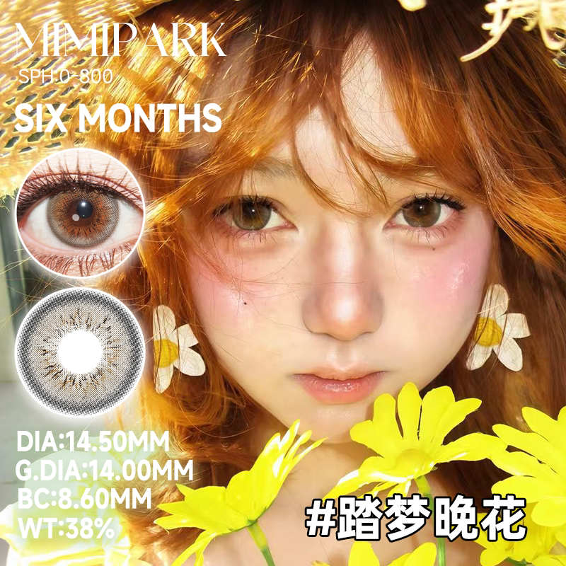 MIMIPARK美瞳半年抛栗子狗狗眼1副大小直径自然款隐形眼镜2片