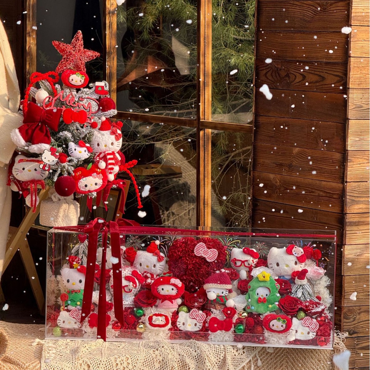 圣诞节装饰品Kitty爱心花盒花园花束摆件礼品生日礼物送女友闺蜜