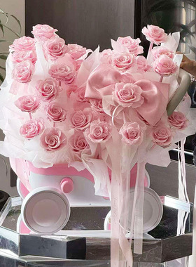 巨型推车网红玫瑰家居软装永生花摆件高级感送女友老婆情人节礼物
