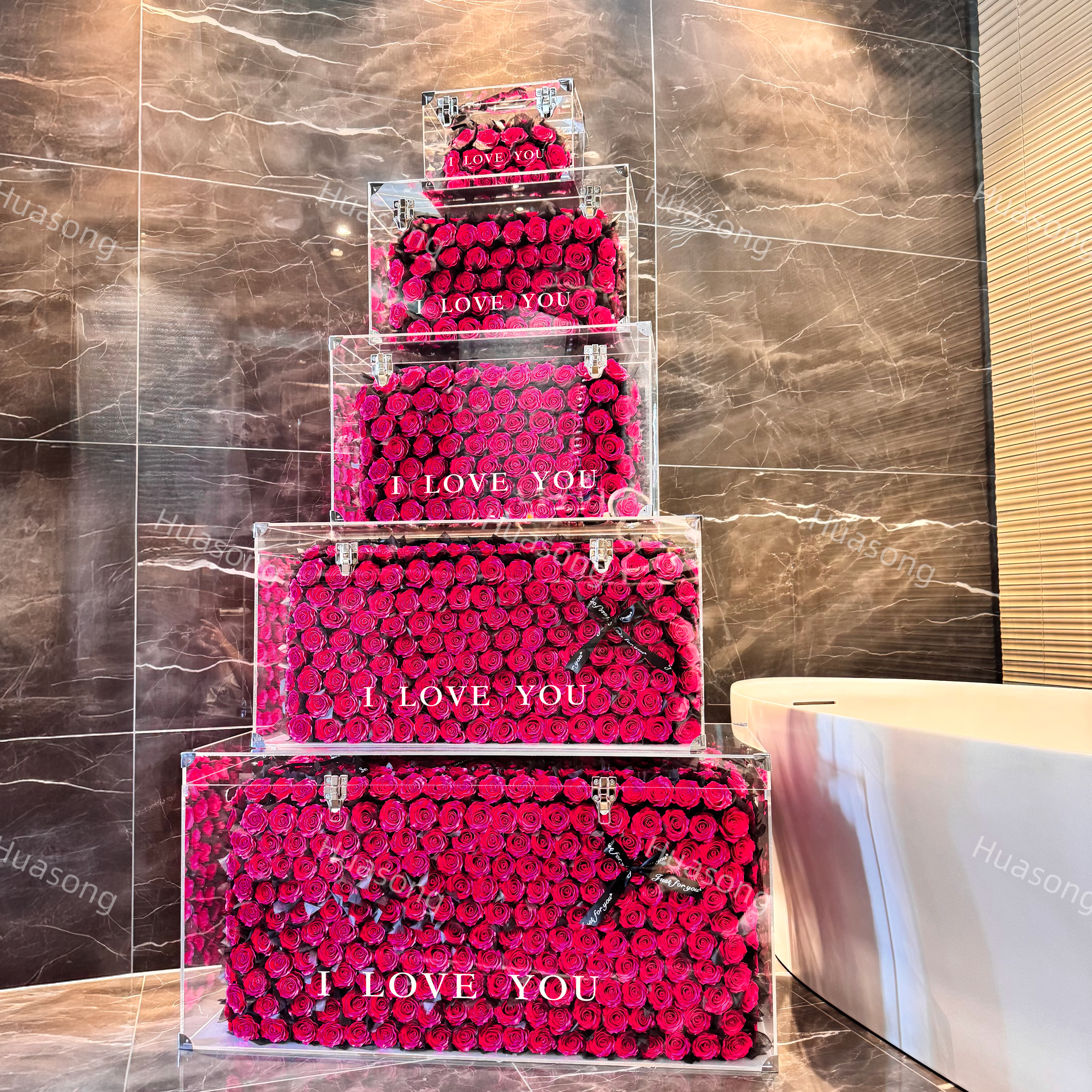 永生花玫瑰花盒手提箱行李箱摆件装饰家居茶几送女友闺蜜生日礼物
