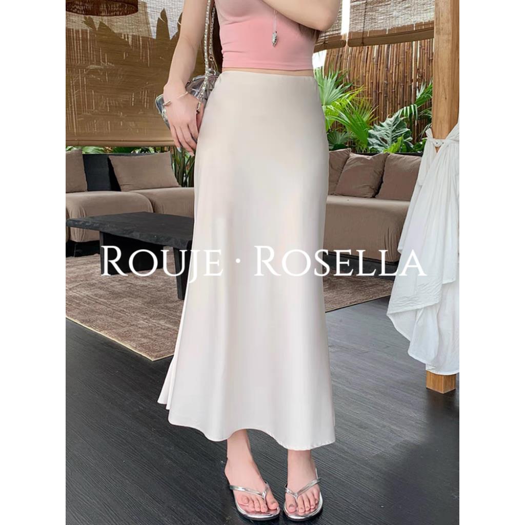 法国Rouje Rosella⭐高级感缎面鱼尾半身裙女夏气质显瘦包臀长裙