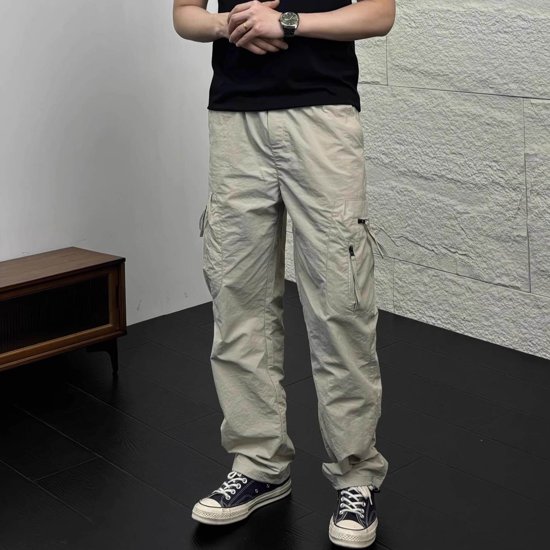 IT ins潮牌美式工装裤男春夏肌理感立体裁剪多口袋拼接直筒休闲