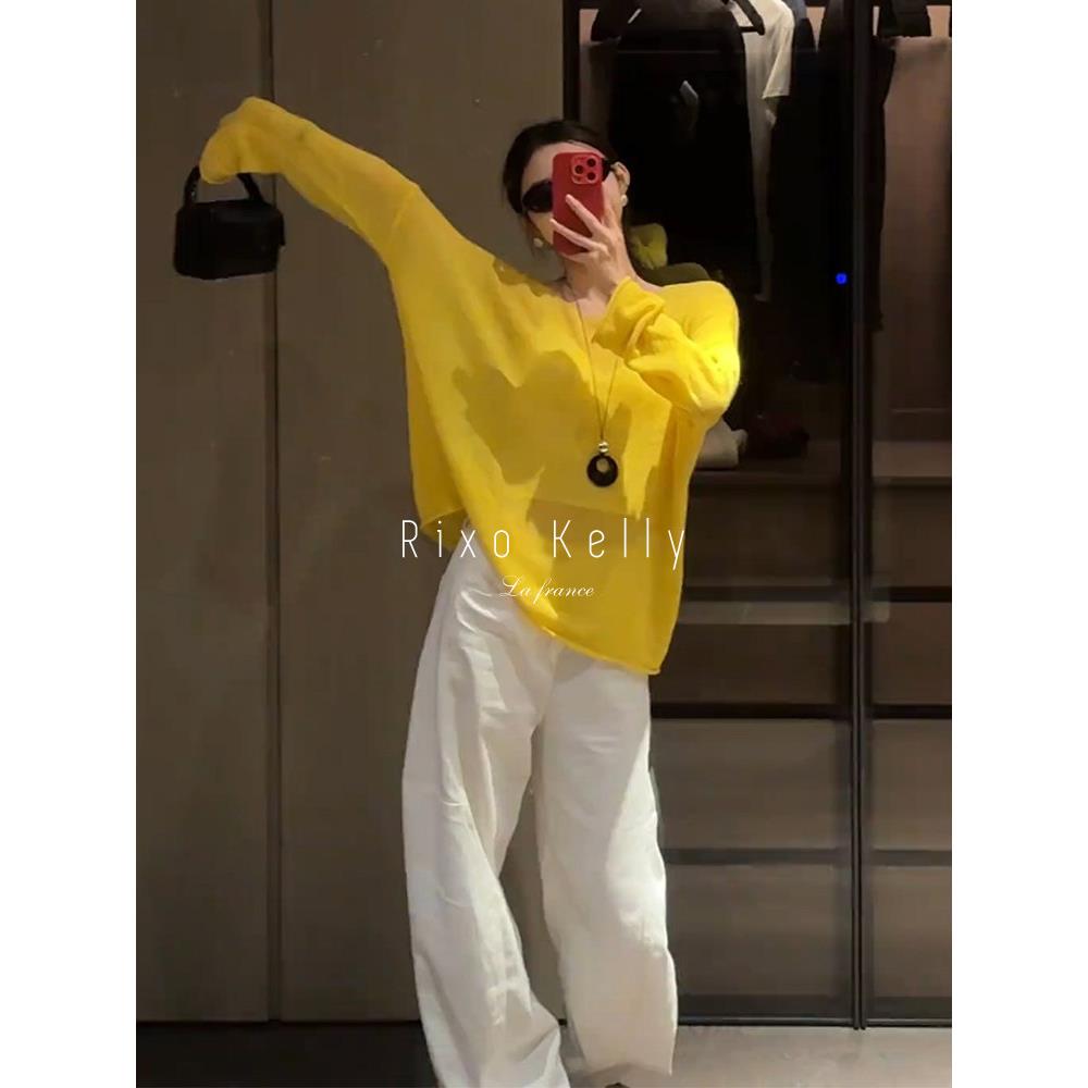 Rixo Kelly气质高级感休闲舒适上衣女百搭设计感长袖显瘦毛衣罩衫