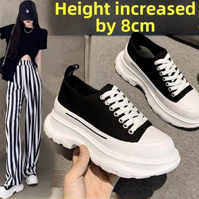 香港厚底帆布女鞋2025新款秋季多用途增高爸爸鞋厚底运动休闲白鞋,女鞋,帆布鞋,淘宝优惠券,粉丝福利购,淘宝优惠卷